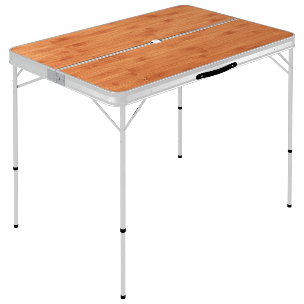 Campingtafel inklapbaar met 2 banken aluminium bruin