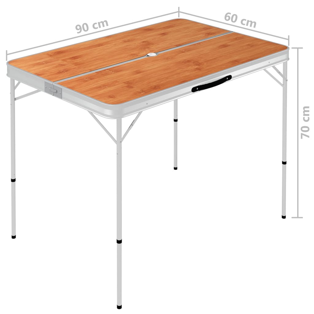 Campingtafel inklapbaar met 2 banken aluminium bruin