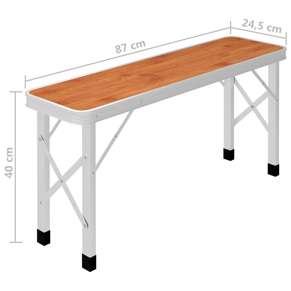 Campingtafel inklapbaar met 2 banken aluminium bruin