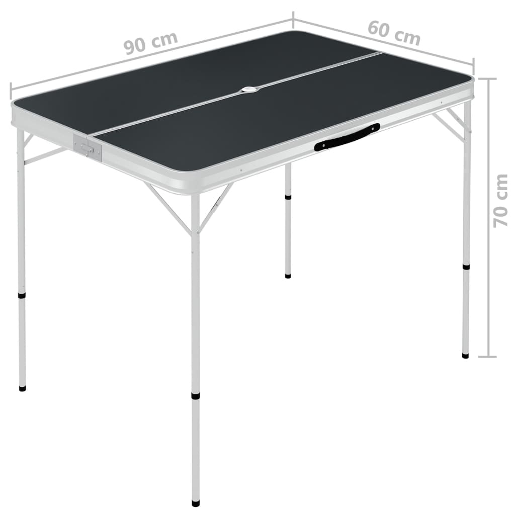 Campingtafel inklapbaar met 2 banken aluminium grijs