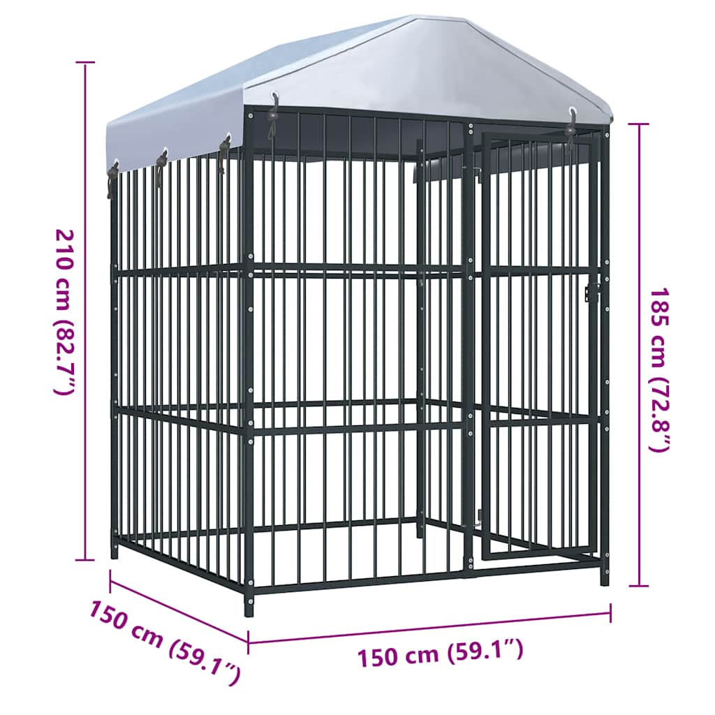 Hondenkennel voor buiten met dak 150x150x200 cm