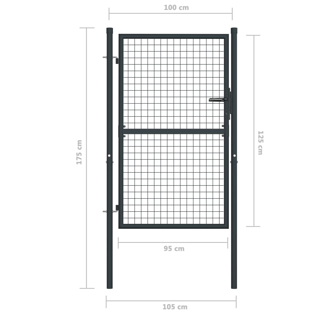 Gaaspoort 100x175 cm gegalvaniseerd staal grijs