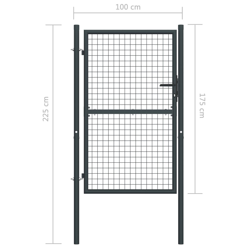 Gaaspoort 100x255 cm gegalvaniseerd staal grijs