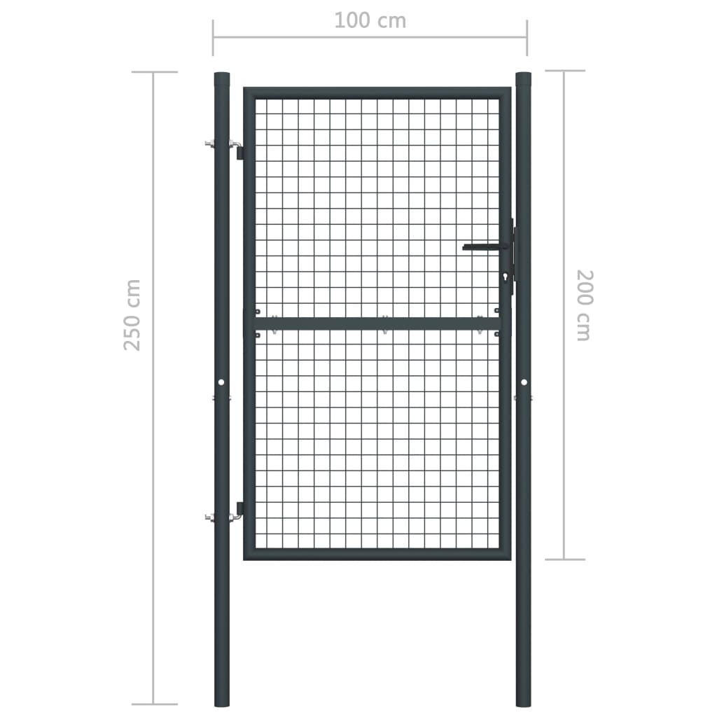 Gaaspoort 100x250 cm gegalvaniseerd staal grijs