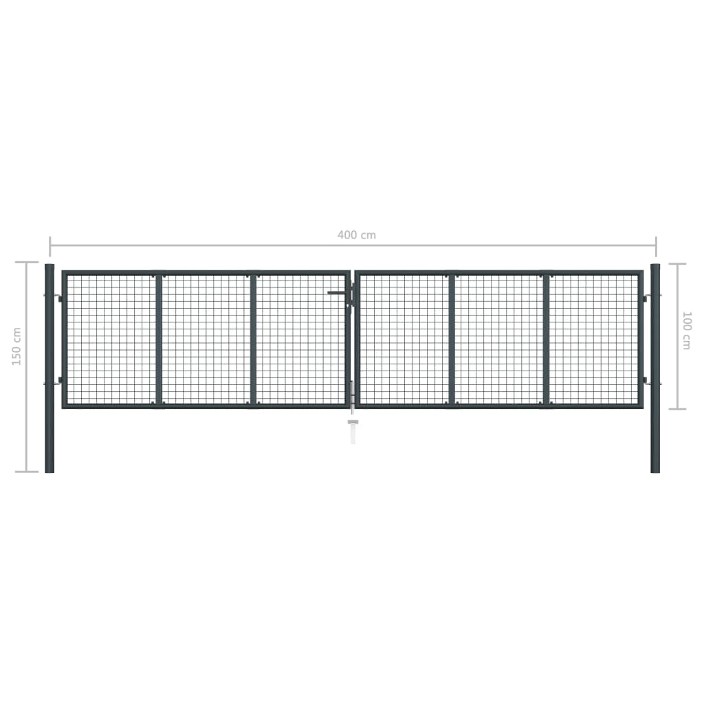 Gaaspoort 400x150 cm gegalvaniseerd staal grijs