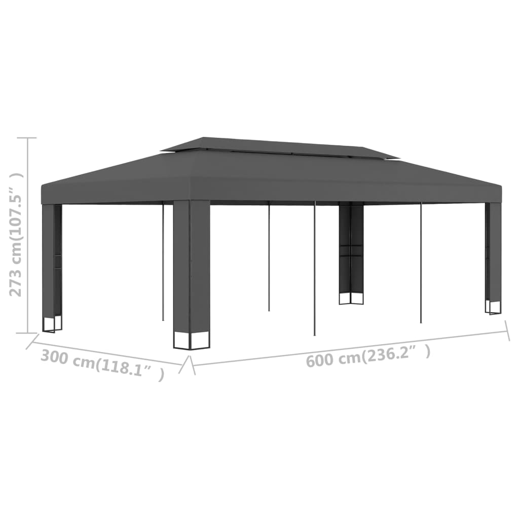 Prieel Met Dubbel Dak 3 x 6 m Antraciet