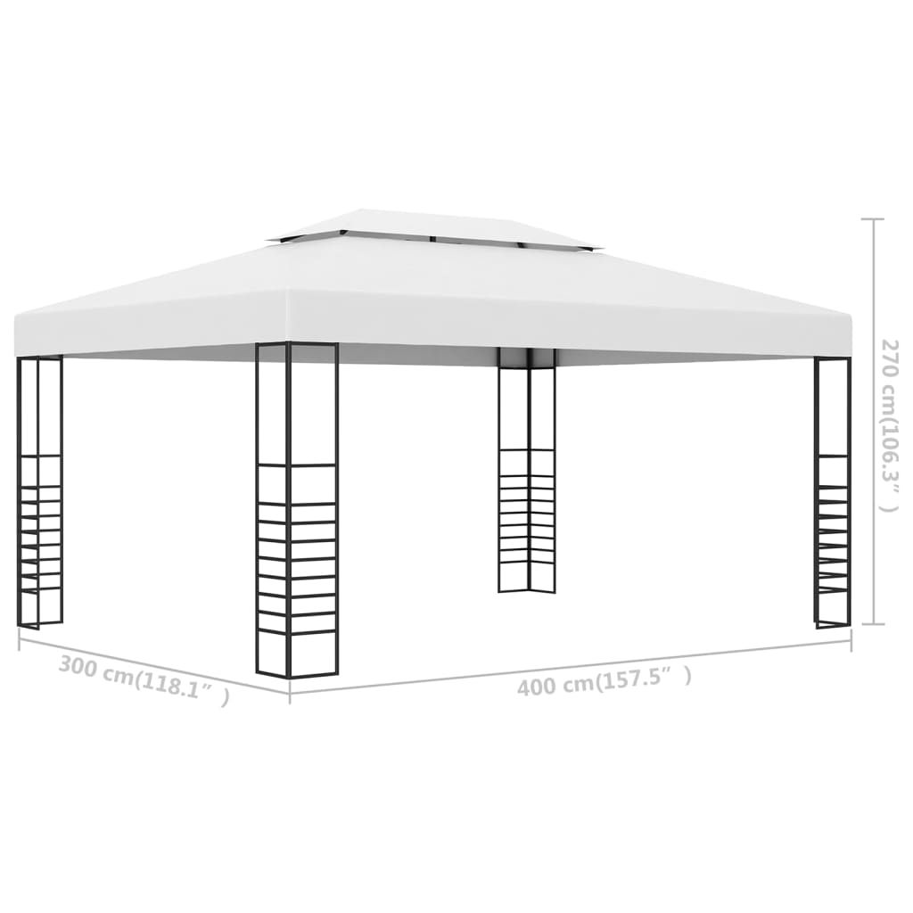 Tuinprieel 4X3X2,7 M Gepoedercoat Staal 3 x 4 m Wit