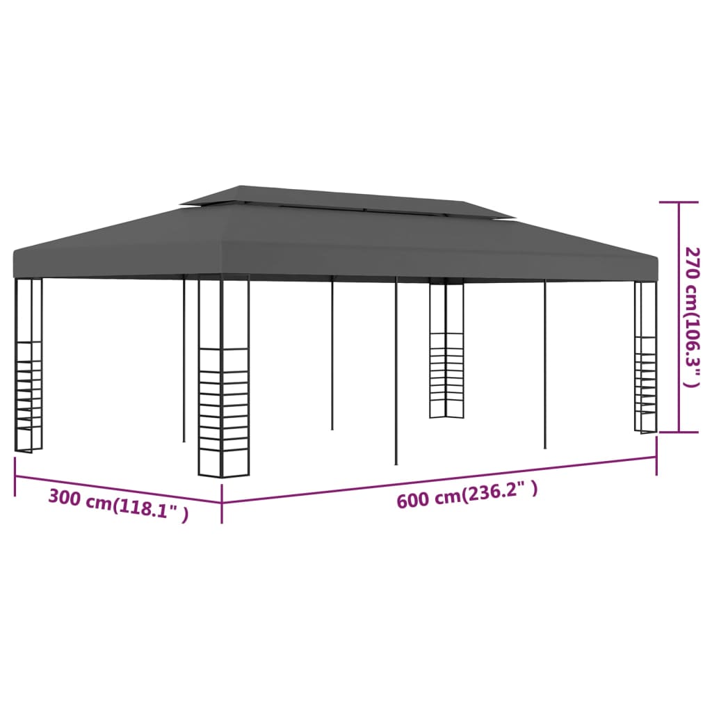 Prieel 3 x 6 m Antraciet