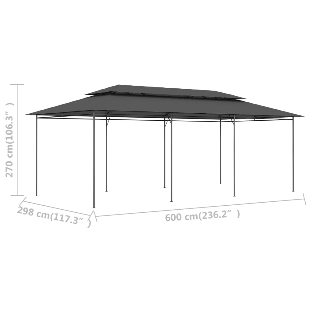 Prieel 600X298X270 Cm Antraciet Zonder gordijn