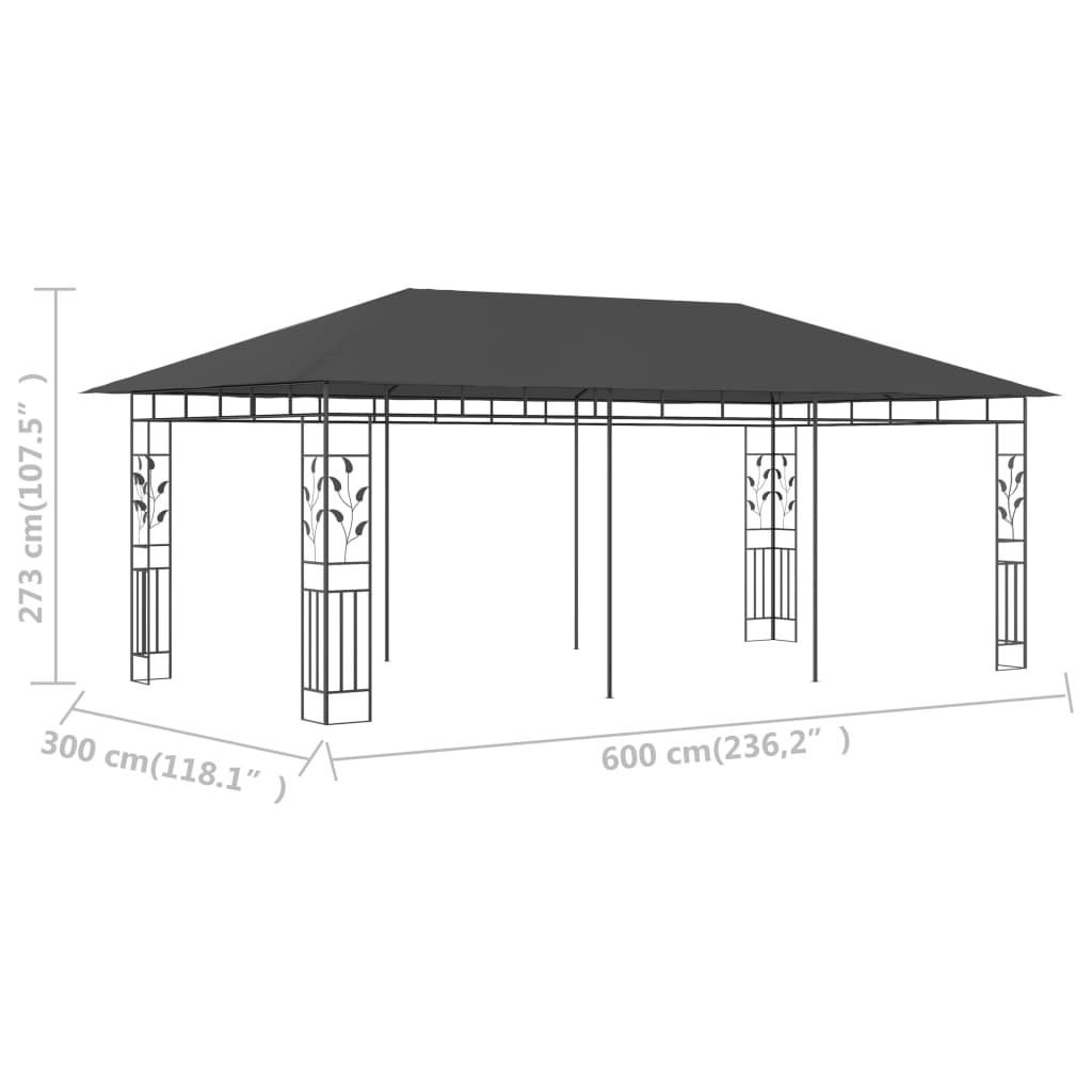 Prieel Met Klamboe 6X3X2,73 M 6 x 3 x 2.73 m Antraciet