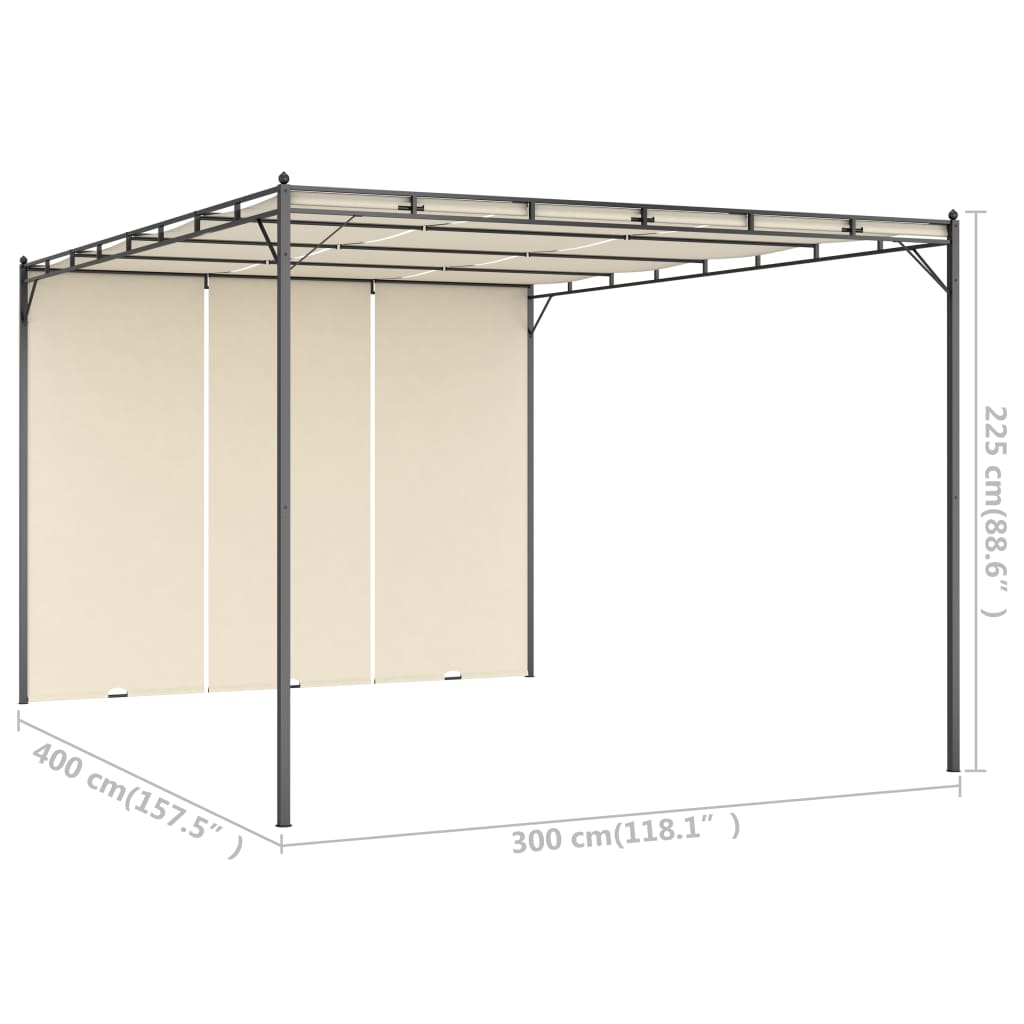 Tuinprieel Met Zijgordijn 4X3X2,25 M 4 x 3 x 2.25 m Crème