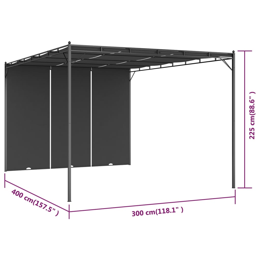 Tuinprieel Met Zijgordijn 4X3X2,25 M 4 x 3 x 2.25 m Antraciet