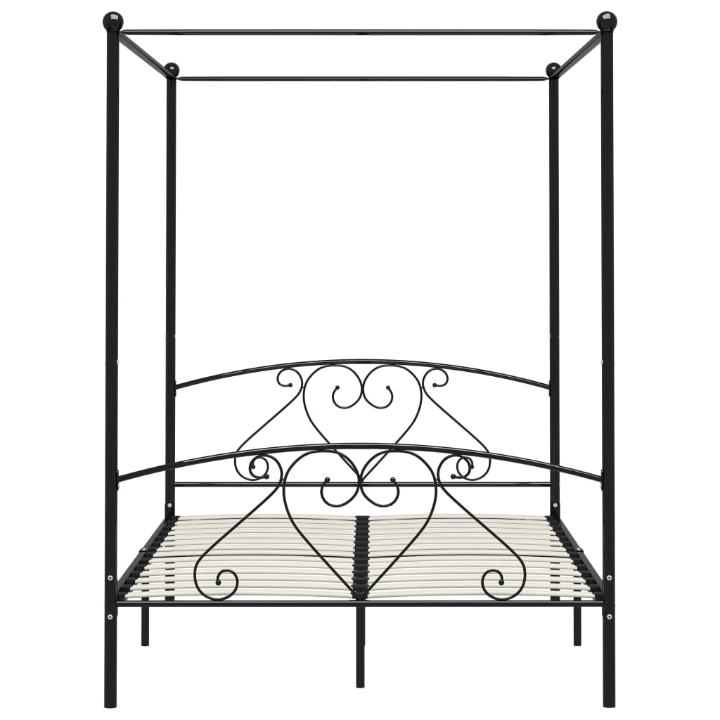 Hemelbedframe metaal zwart 140x200 cm