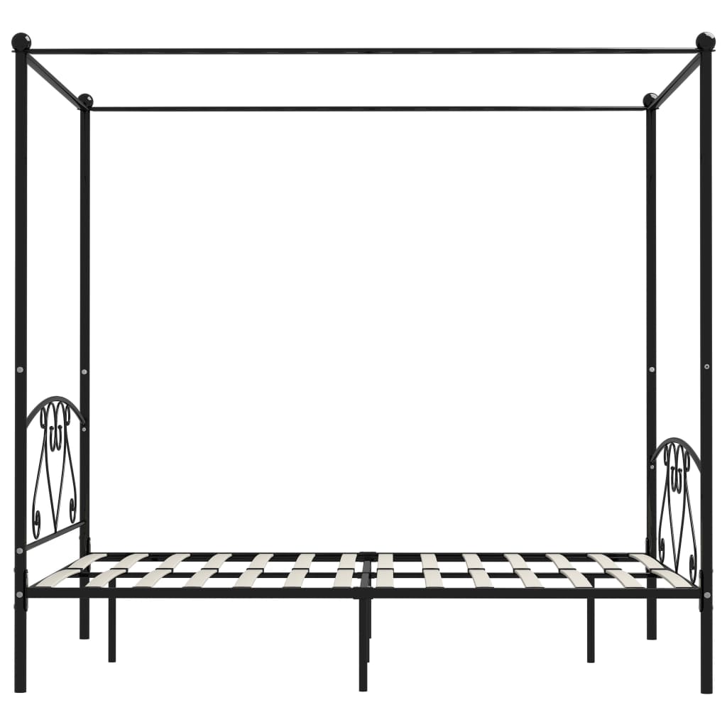 Hemelbedframe metaal zwart 160x200 cm