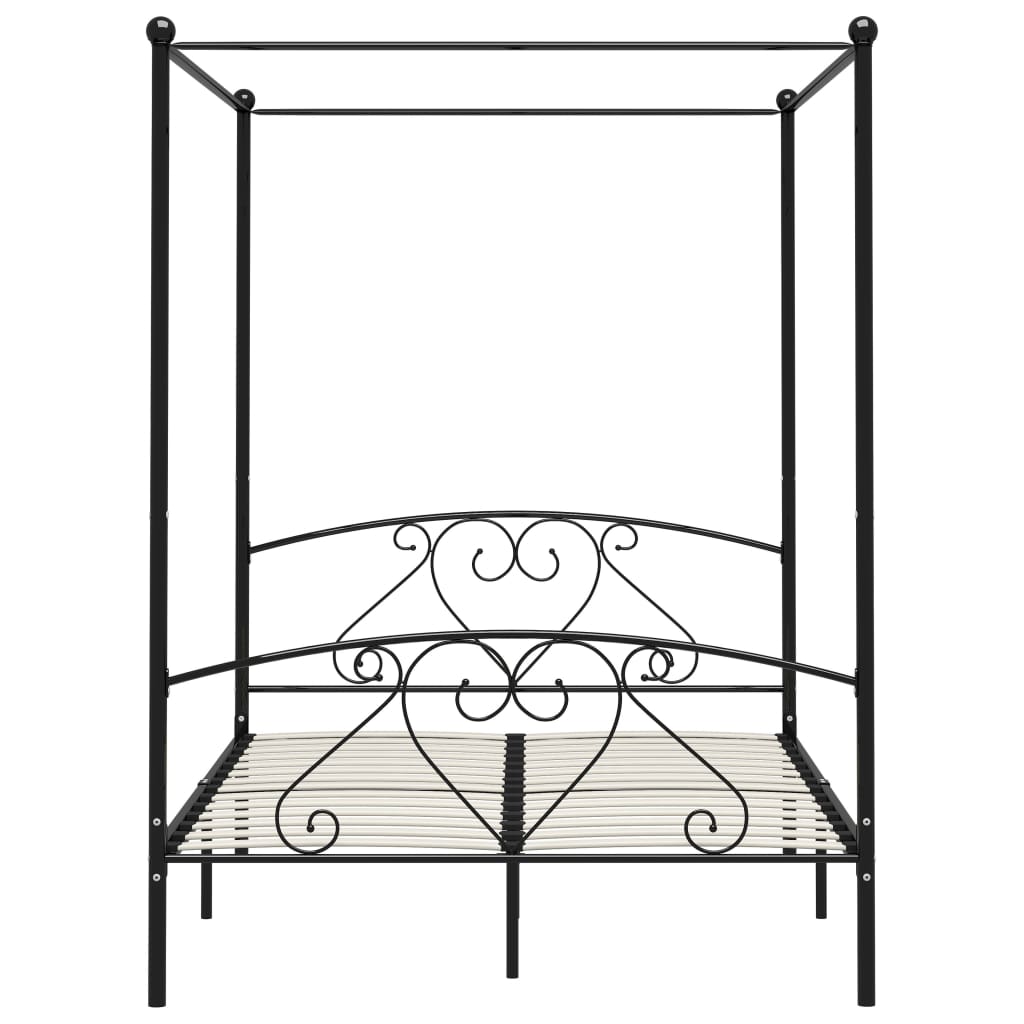 Hemelbedframe metaal zwart 160x200 cm