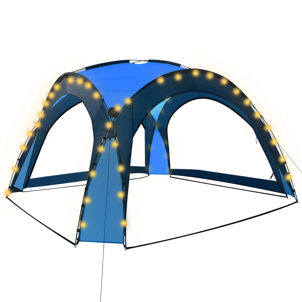 Partytent met LED en 4 zijwanden 3,6x3,6x2,3 m blauw