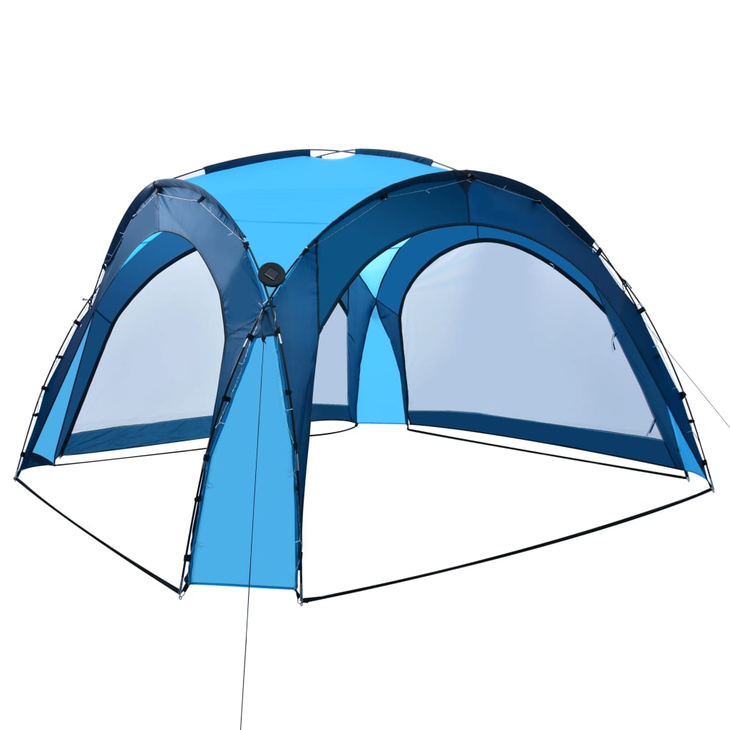 Partytent met LED en 4 zijwanden 3,6x3,6x2,3 m blauw