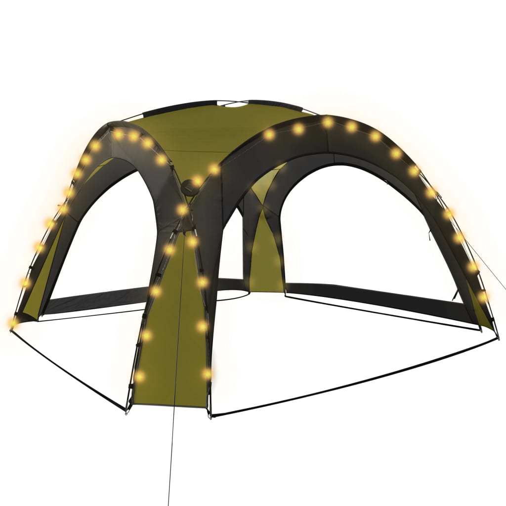 Partytent Met Led En 4 Zijwanden 3,6X3,6X2,3 M Groen