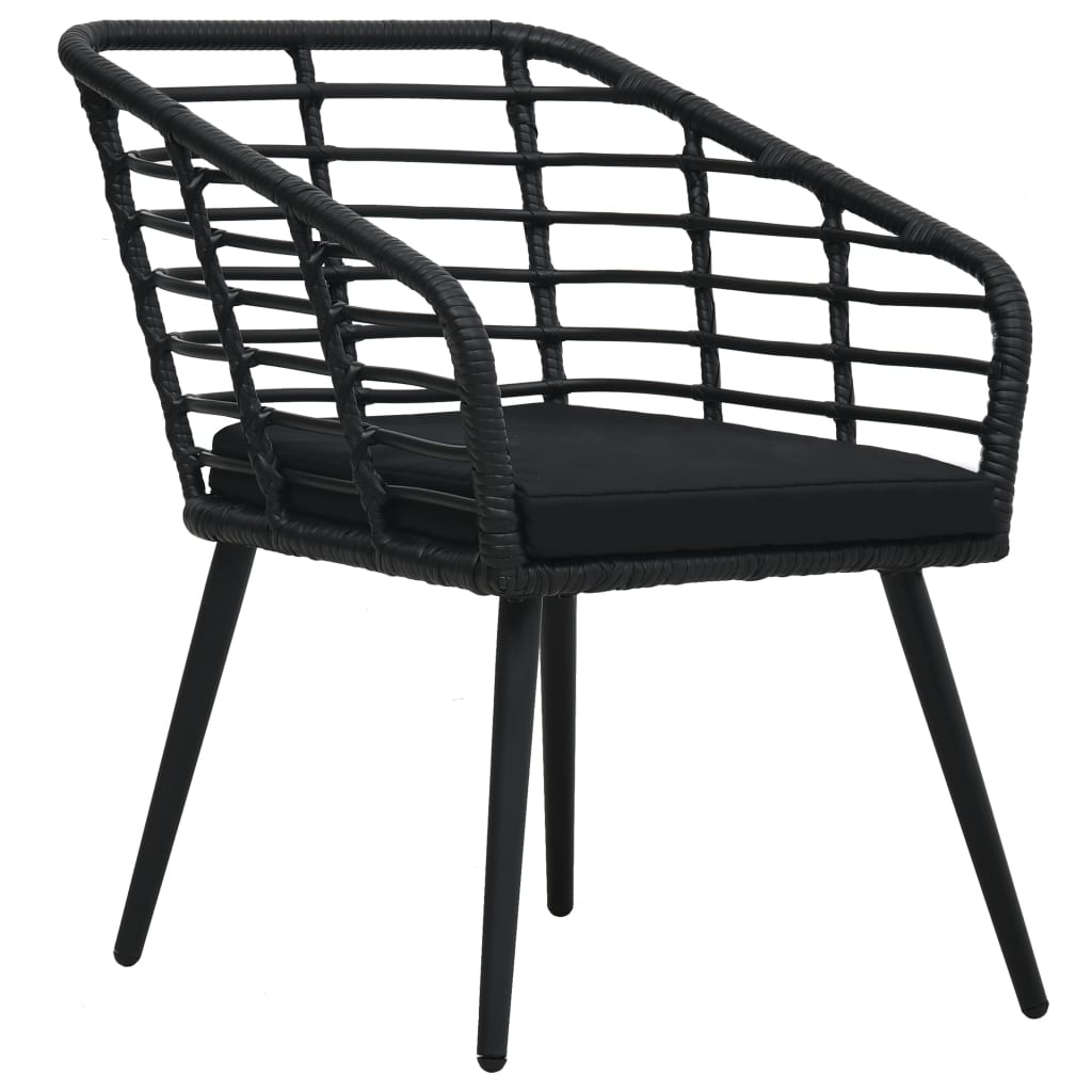 -Delige Bistroset Poly Rattan Zwart