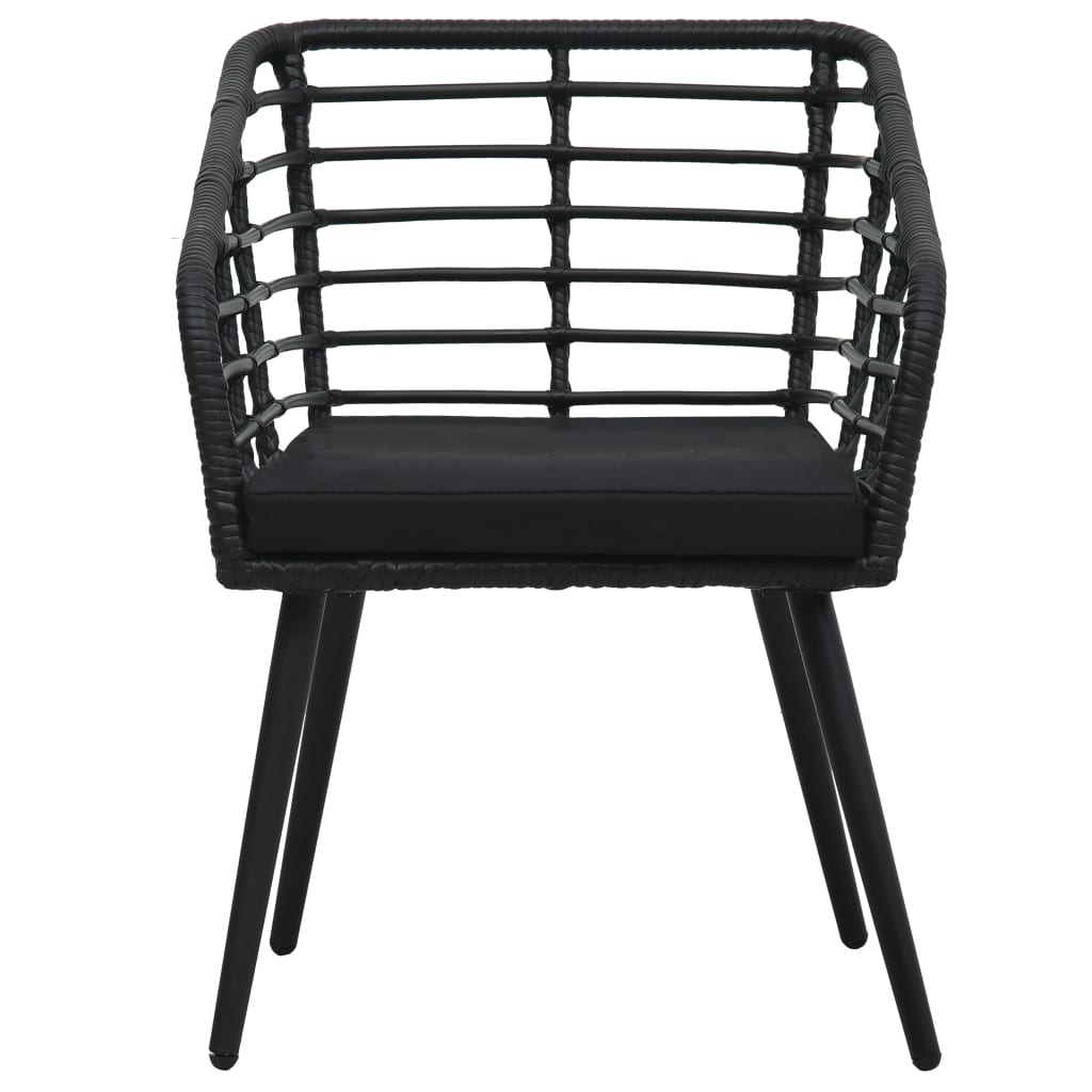 -Delige Bistroset Poly Rattan Zwart