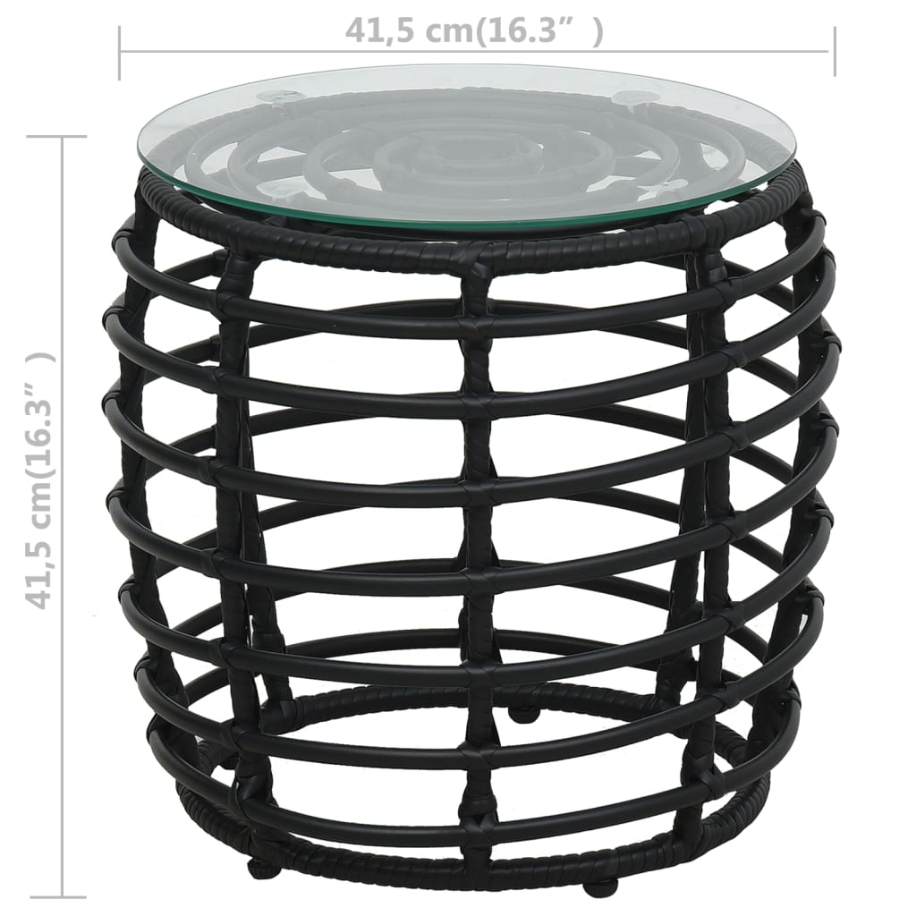 -Delige Bistroset Poly Rattan Zwart