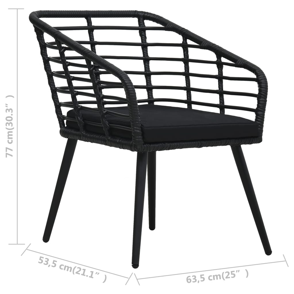 -Delige Bistroset Poly Rattan Zwart