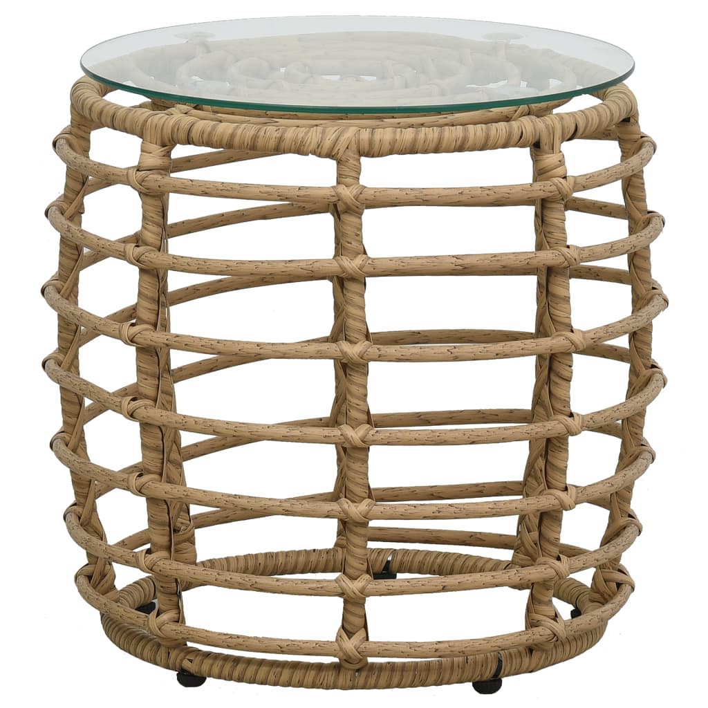 -Delige Bistroset Poly Rattan Kleurig Eiken