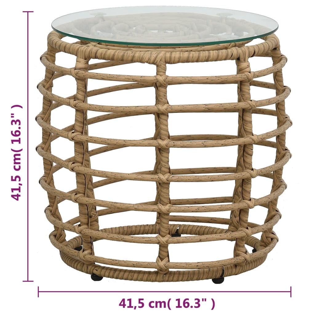 -Delige Bistroset Poly Rattan Kleurig Eiken