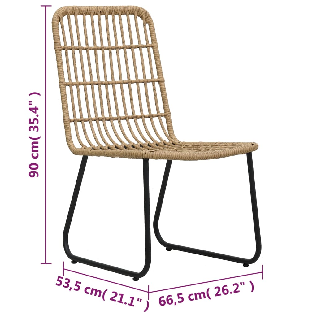 -Delige Bistroset Poly Rattan Kleurig Eiken