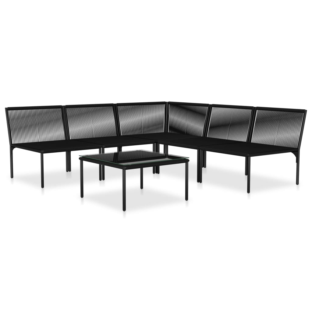 6-Delige Loungeset Met Kussens Pvc Zwart 1 hoek + 4x midden + Tafel