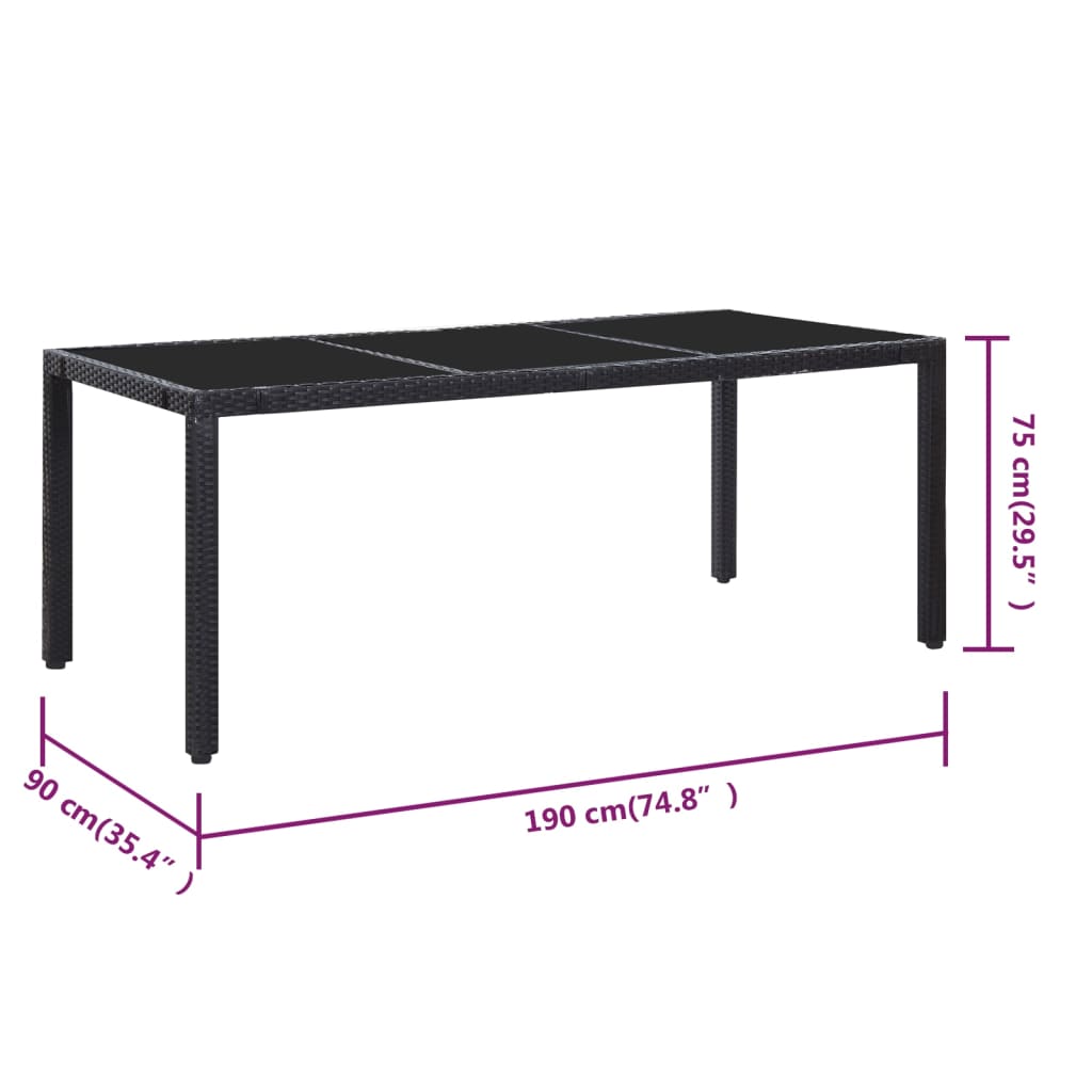 9-delige Tuinset poly rattan zwart