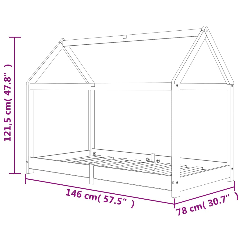 Kinderbedframe Massief Grenenhout 70X140 Cm 70 x 140 cm Bruin