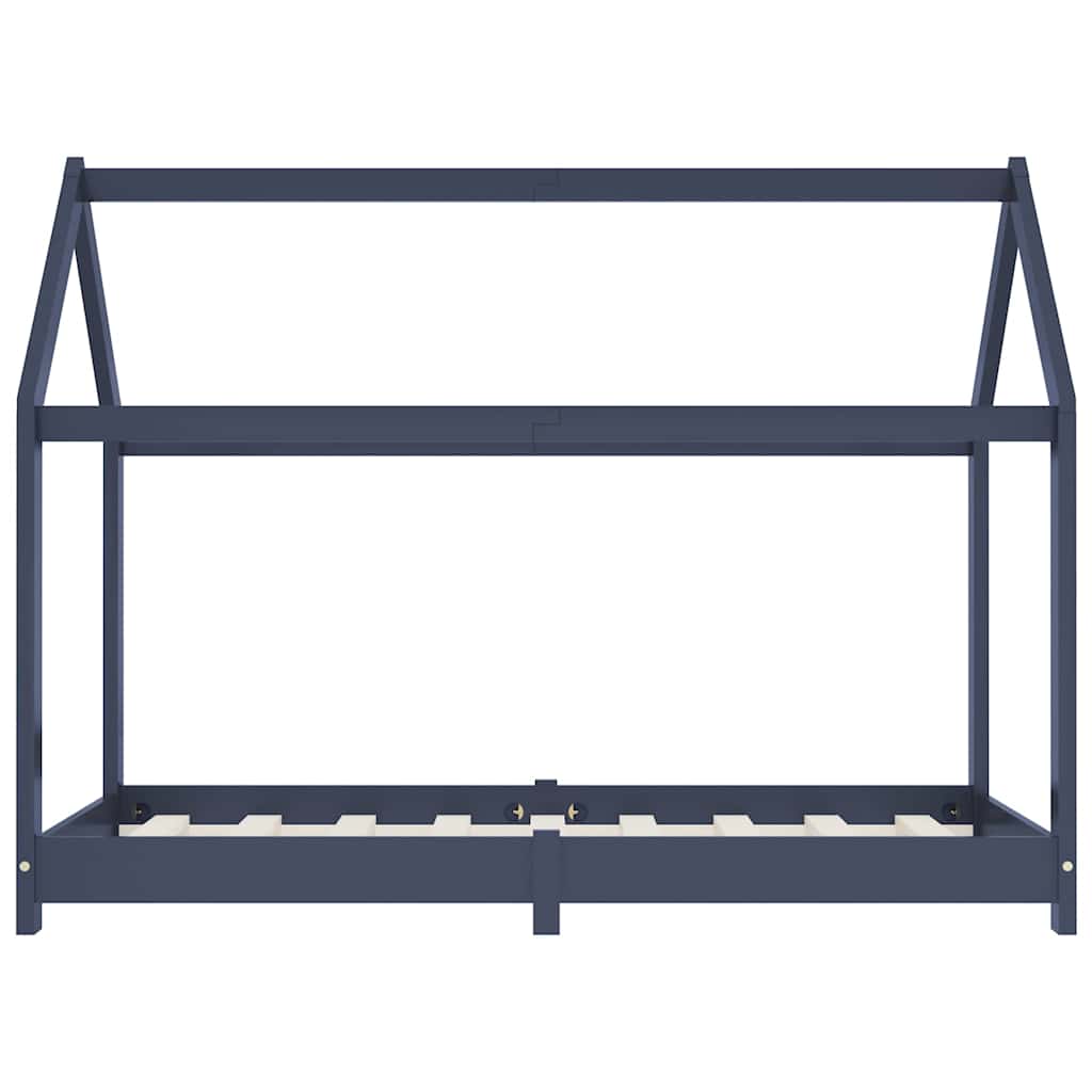 Kinderbedframe massief grenenhout grijs 70x140 cm