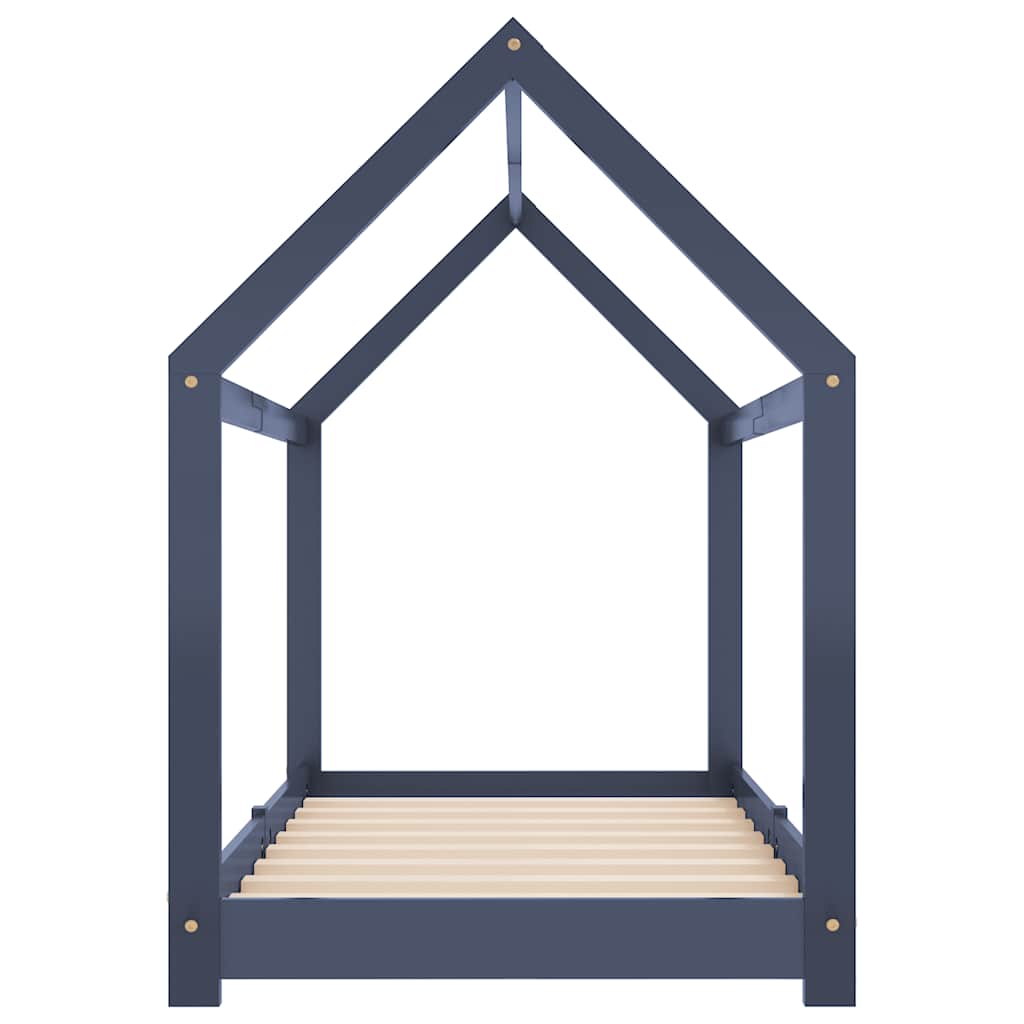 Kinderbedframe massief grenenhout grijs 70x140 cm