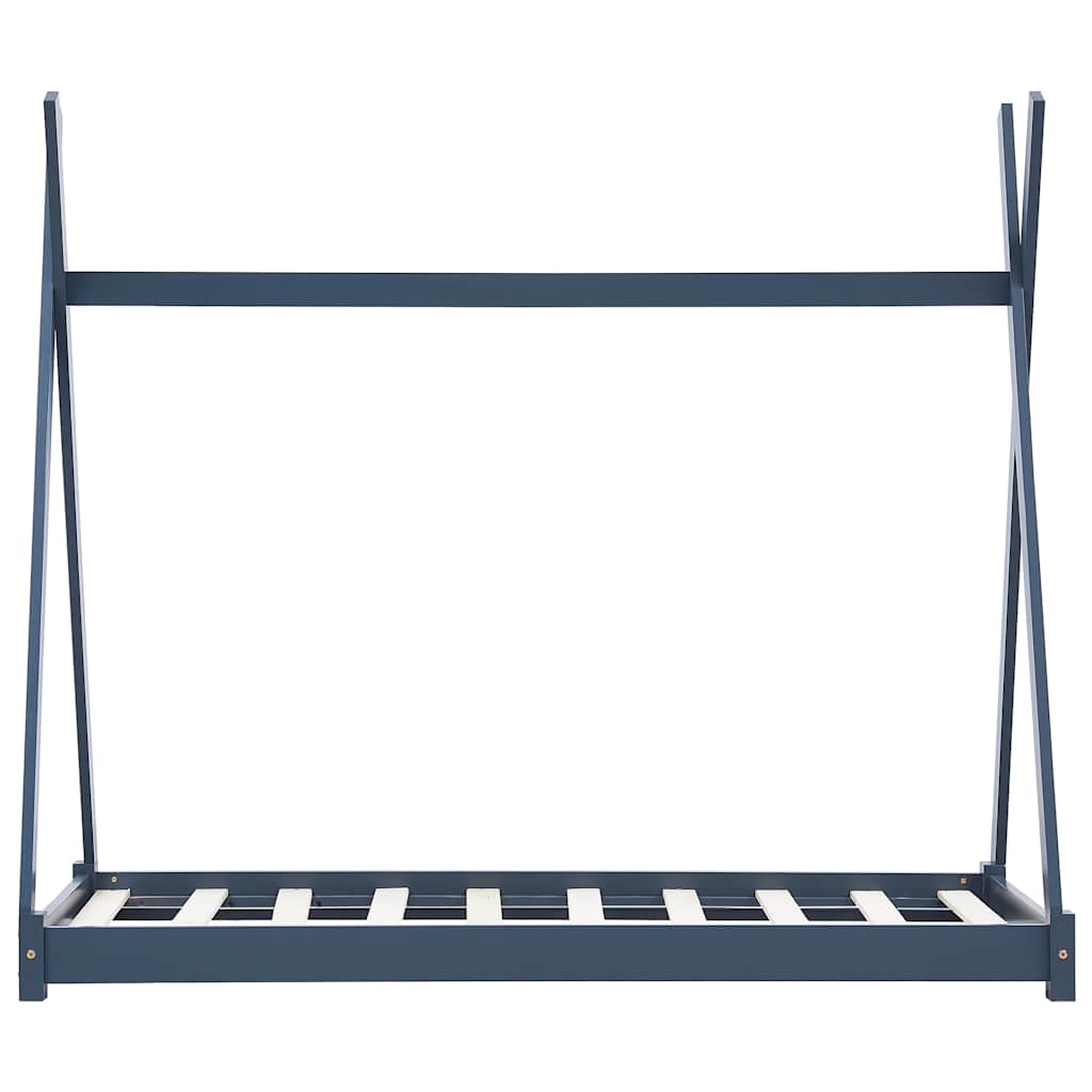 Kinderbedframe massief grenenhout grijs 80x160 cm