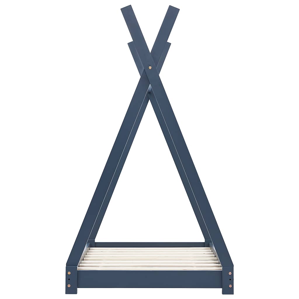 Kinderbedframe massief grenenhout grijs 80x160 cm