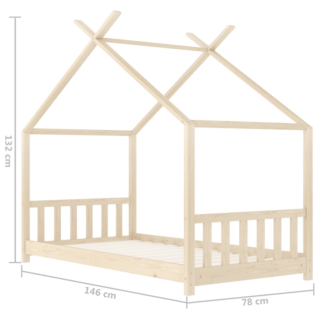 Kinderbedframe Massief Grenenhout 70X140 Cm Bruin