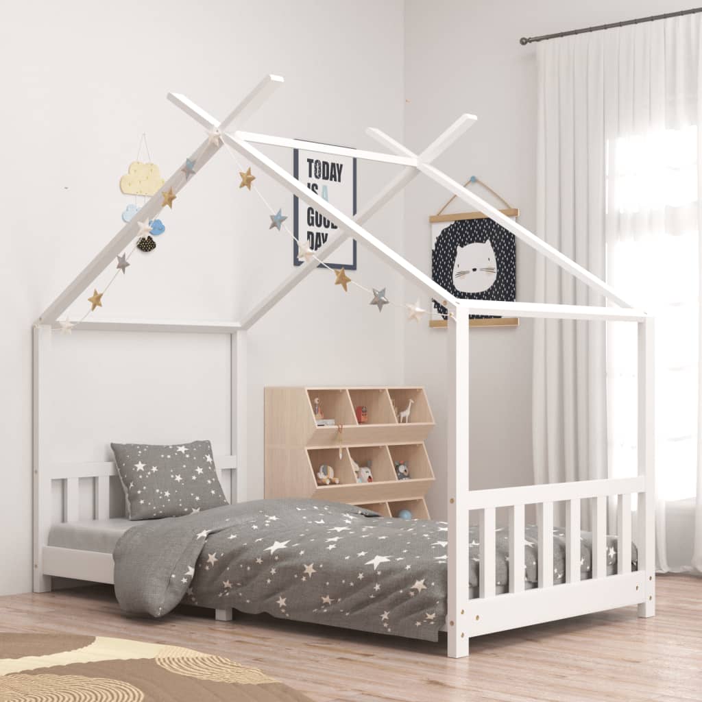 Kinderbedframe Massief Grenenhout Wit 90X200 Cm Wit