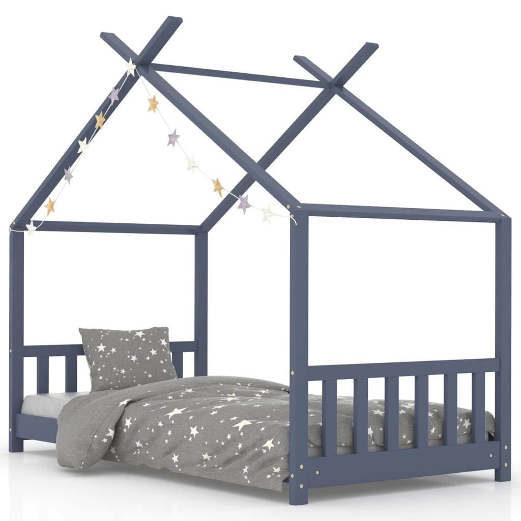 Kinderbedframe Massief Grenenhout Grijs 70X140 Cm Grijs