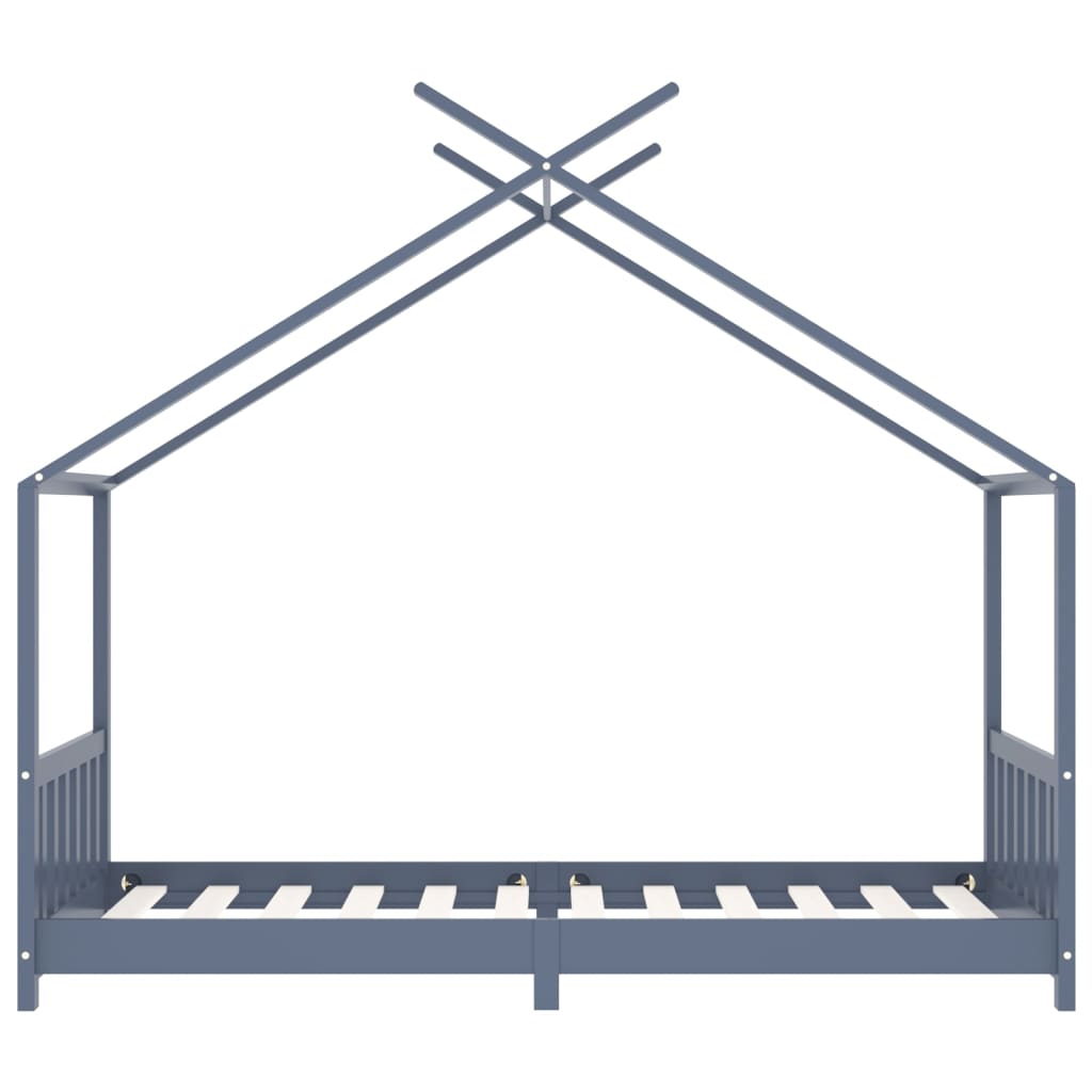 Kinderbedframe Massief Grenenhout Grijs 90X200 Cm Grijs