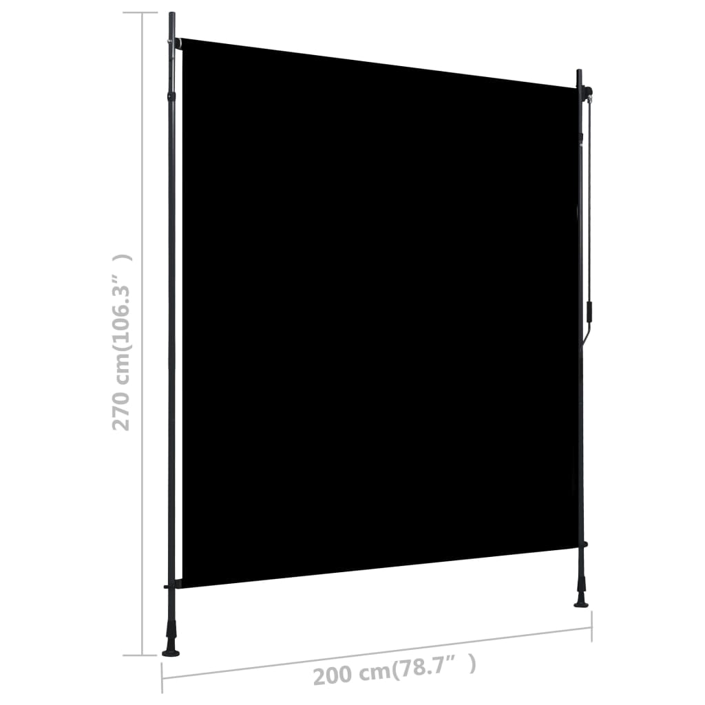 Rolgordijn Voor Buiten 200 x 270 cm Antraciet