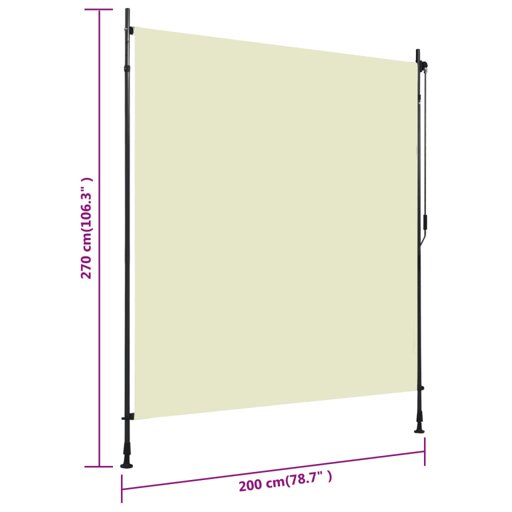 Rolgordijn Voor Buiten 200 x 270 cm Crème