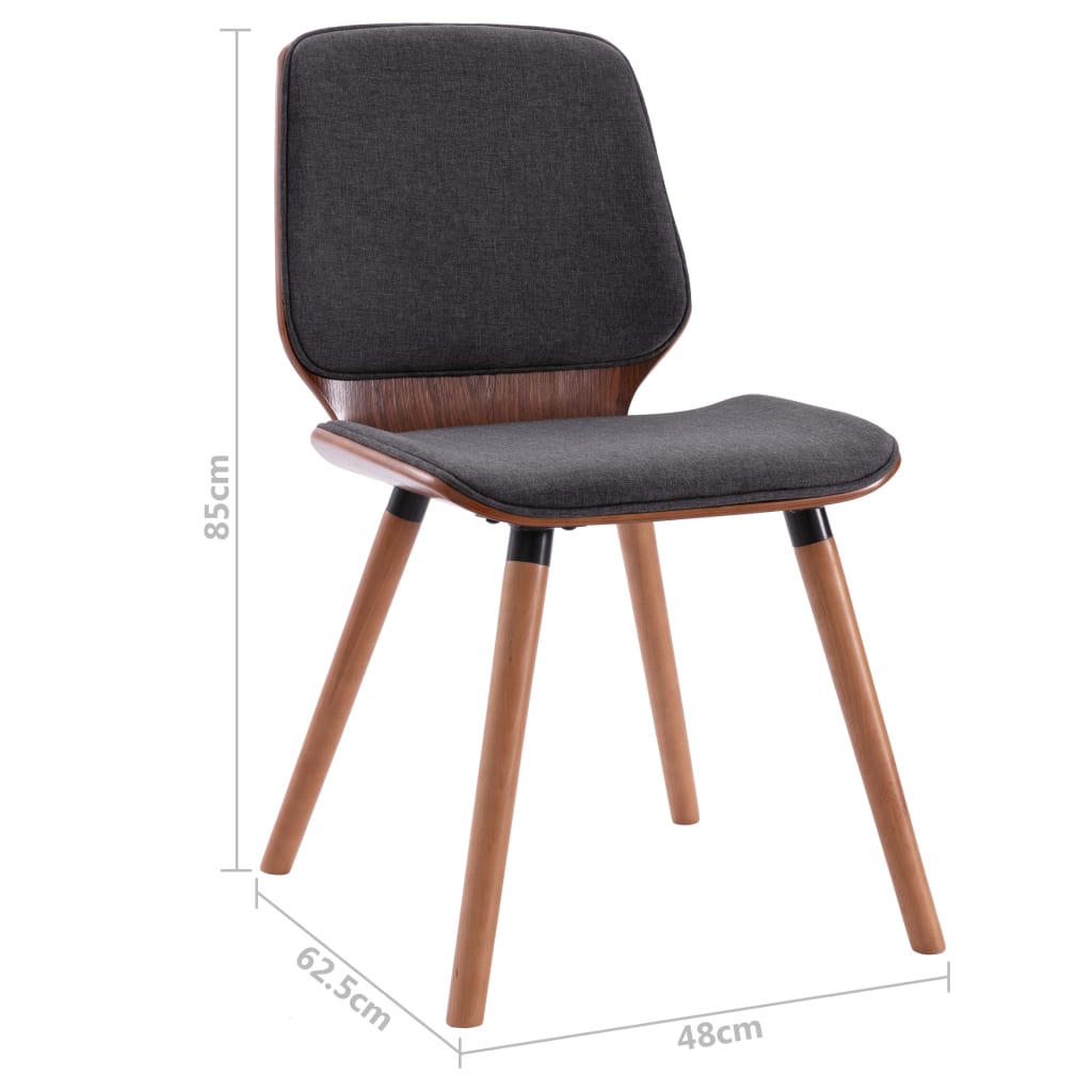 Eetkamerstoelen 2 St Stof Grijs Donkerbruin en grijs