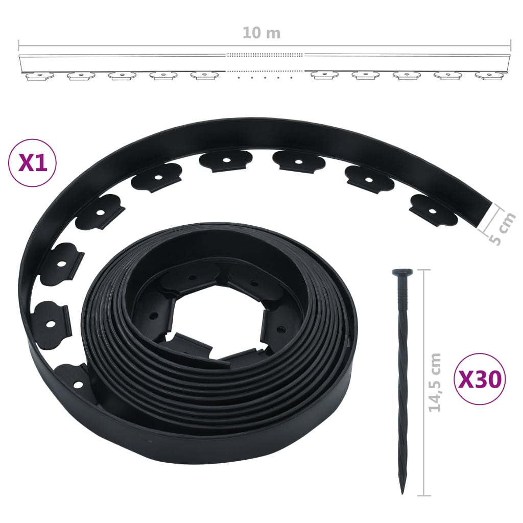 Gazonrand Flexibel Met 30 Pinnen 10 M 5 Cm