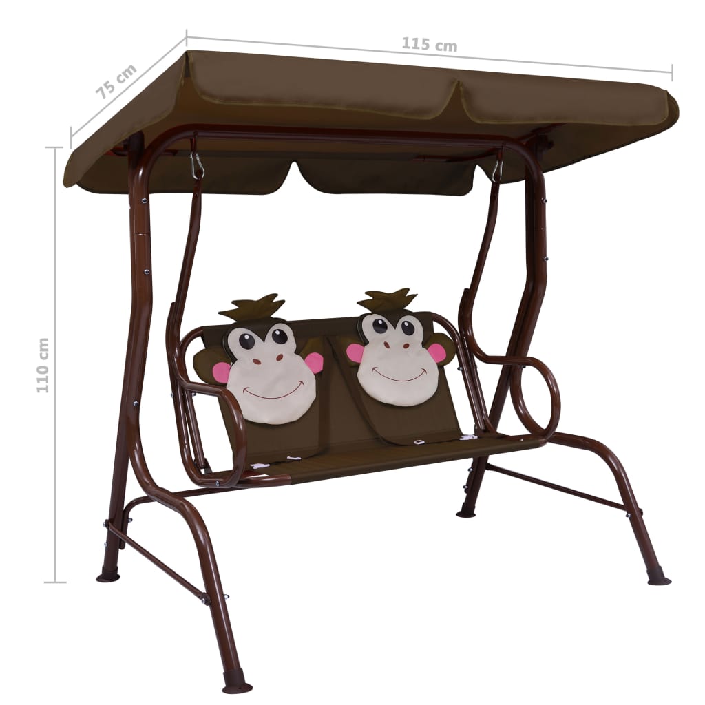 Kinderschommelbank 115x75x110 cm stof bruin