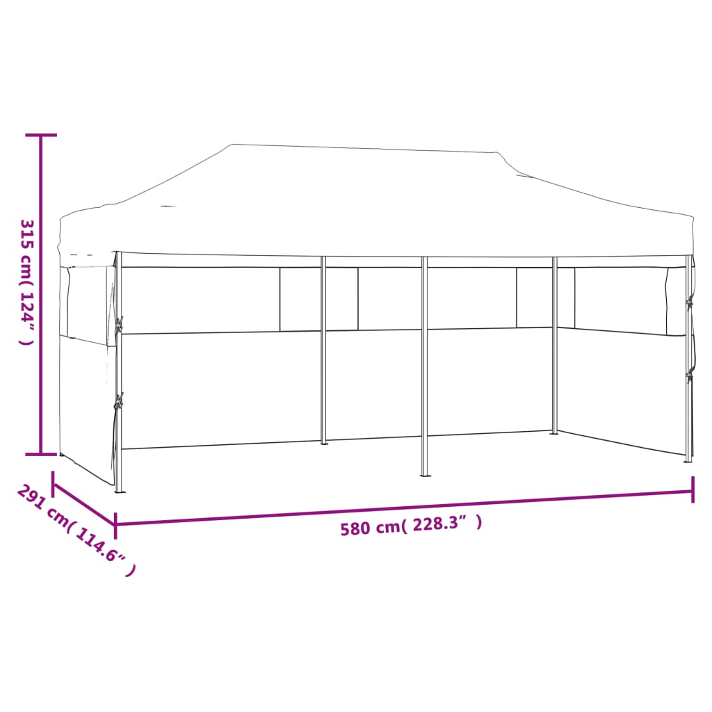 Partytent pop-up met zijwanden 3x6 m staal wit