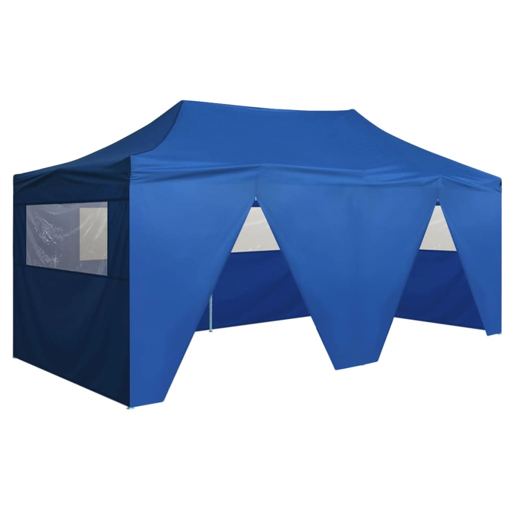 Partytent Met 4 Zijwanden Inklapbaar 3X6 M Staal Blauw