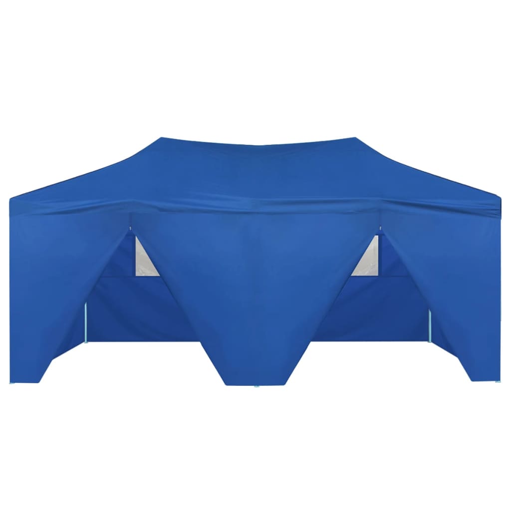 Partytent Met 4 Zijwanden Inklapbaar 3X6 M Staal Blauw