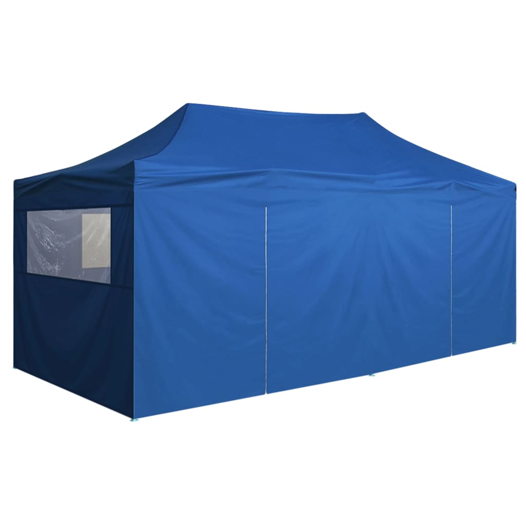 Partytent Met 4 Zijwanden Inklapbaar 3X6 M Staal Blauw