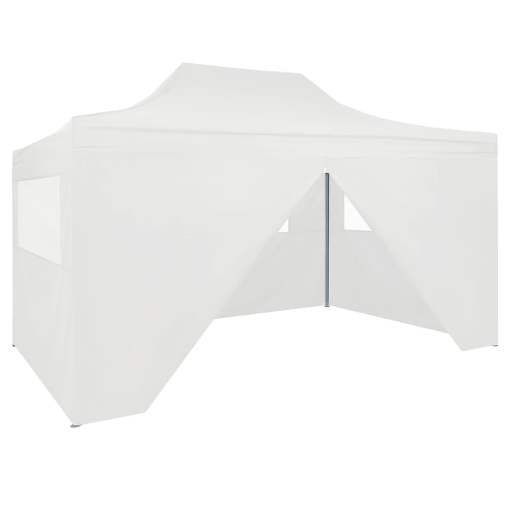 Partytent Met 4 Zijwanden Inklapbaar 3X4,5 M Wit Hoogglans Grijs